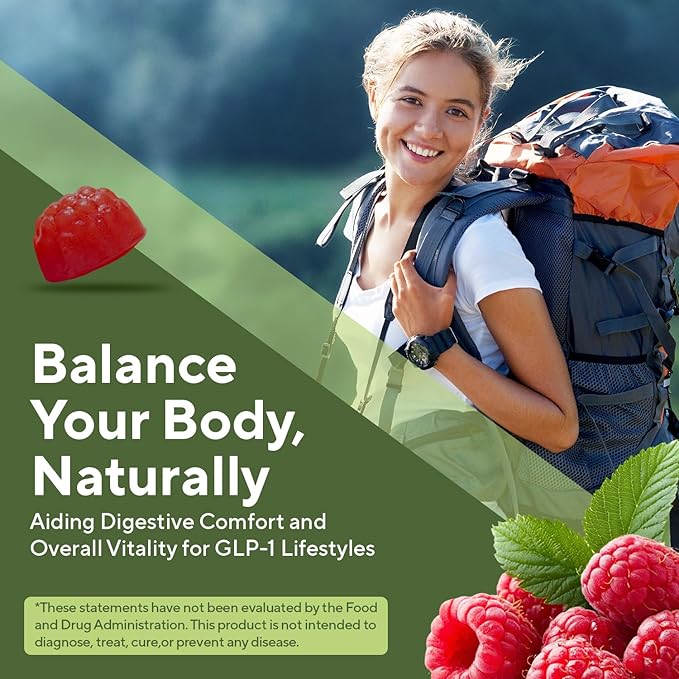 NuVa GLP-1 Support Multivitamin Gummies for Men &amp Women: Raspberry Sugar-Free 3g Fiber for Digestion &amp Gut Health Vitamins &amp Minerals for Metabolic Balance Gluten-Free 60 Gummies - 30