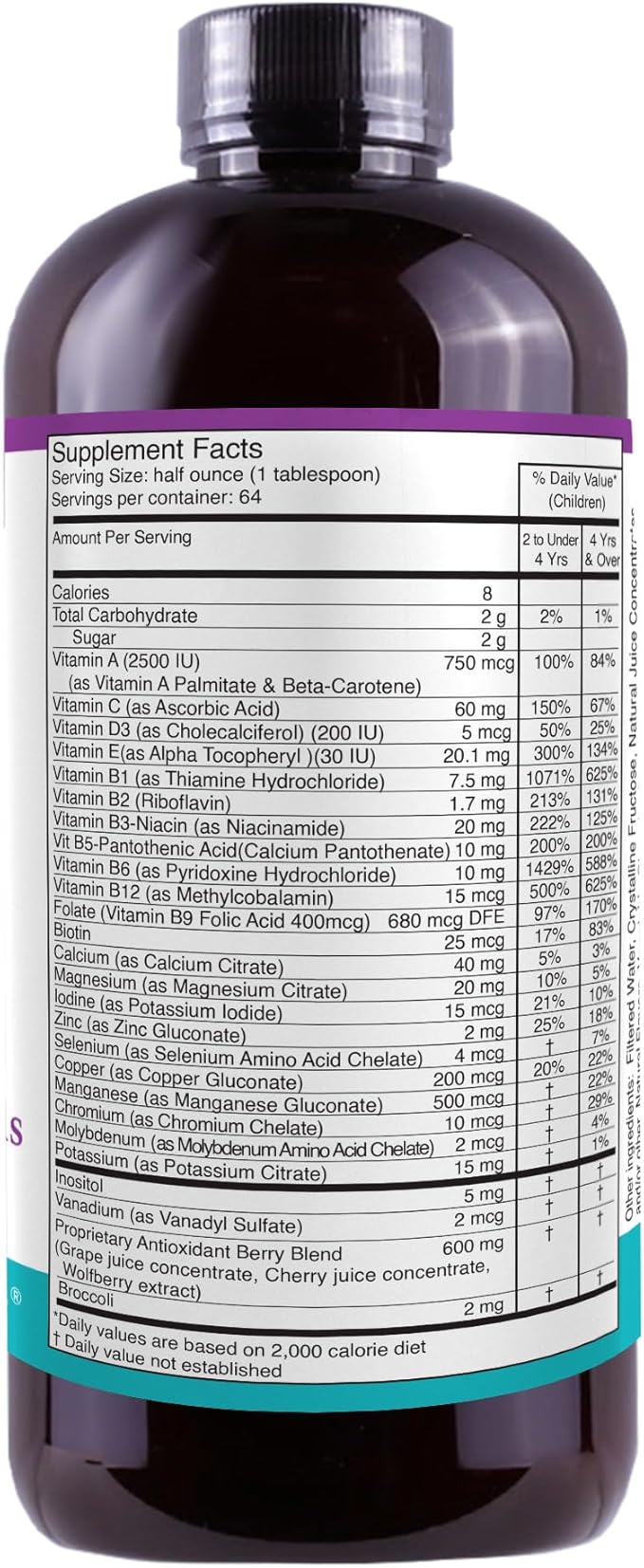 Children's Super MultiVitamins and Minerals | Professionally Formulated | Completely Natural | Liquid Dietary Supplement | 32 oz
