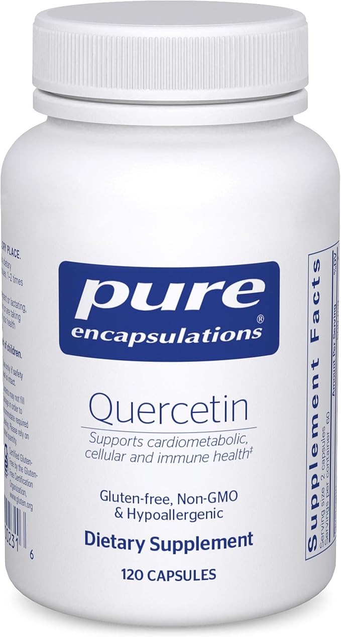 Pure Encapsulations Quercetin - 500 mg - Immune Support Cellular Health &amp Heart Health - Antioxidant Supplement - Gluten Free &amp Non-GMO - 120 Capsules