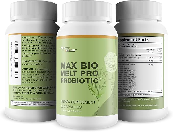 Max Bio Melt Pro Probiotic - Reduce Gut Bloat &amp Support Improved Gut Health with Premium Probiotics - Formulated to Help Cleanse Your Bowel &amp Gut to Reduce Size &amp Support Immune Health