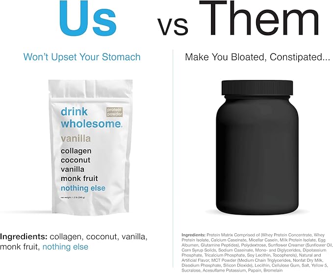 drink wholesome Chocolate Unflavored and Vanilla Collagen Protein Powder Bundle
