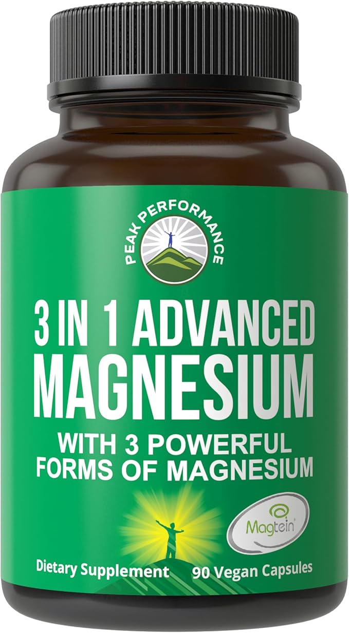 3 in 1 Advanced Magtein Magnesium Complex Capsules with Clinically Tested Magnesium L-Threonate Glycinate &amp Taurinate. High Absorption &amp Bioavailability. Support Brain Focus &amp Memory. 90