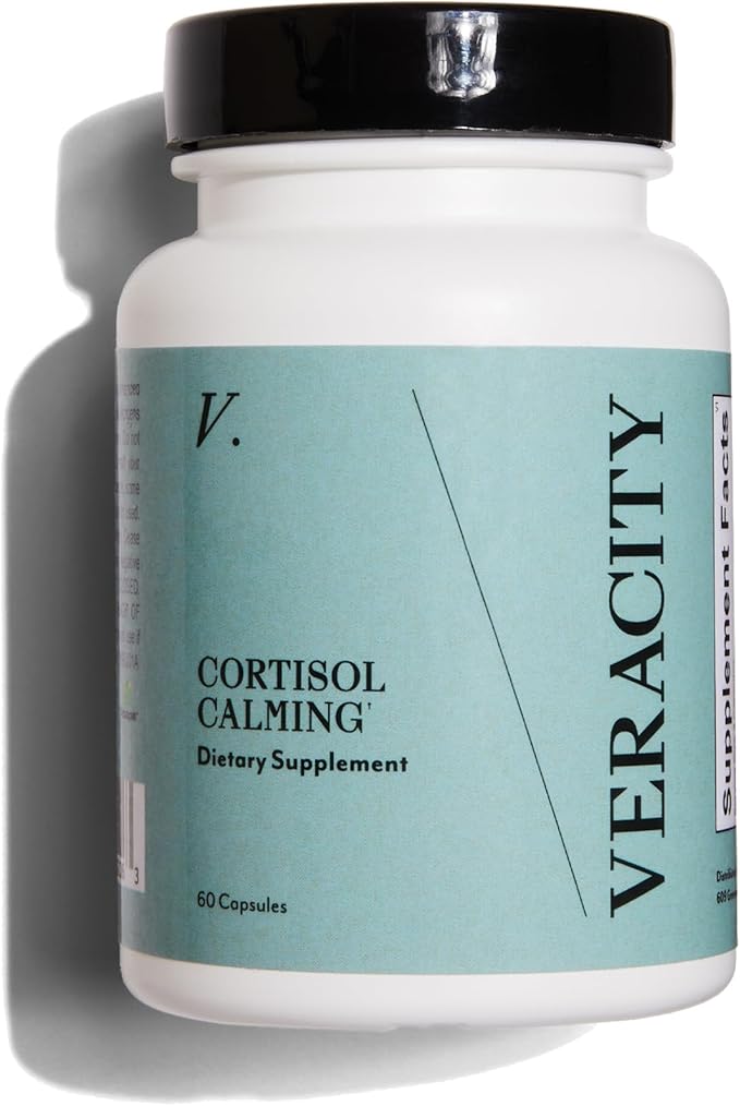 Veracity Cortisol Calming - Clinically Proven Stress &amp Sleep Support Supplement - Reduces Tension &amp Improves Mental Clarity with Natural Blend of Adaptogens - 60 Capsules