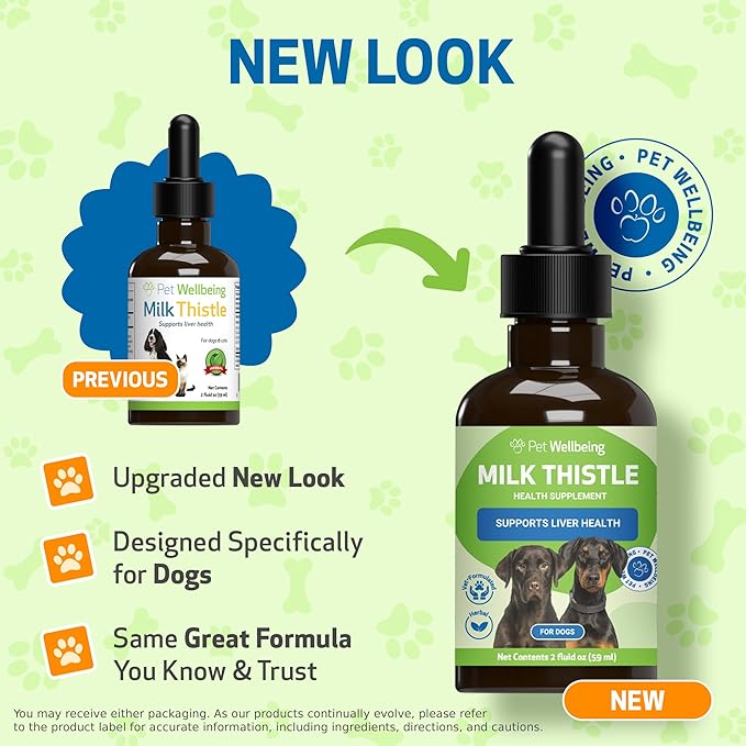 Pet Wellbeing Milk Thistle for Dogs - Organic Milk Thistle Supports Healthy Liver Function &amp Detoxification - NASC Certified &amp Vet-Formulated - 2 oz Liquid
