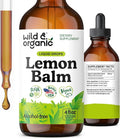 Wild &amp Organic Lemon Balm Tincture - Good Mood Support - Melissa Lemon Balm Extract Drops - Add to Tea for Relaxation - Vegan Sugar &amp Alcohol-Free Leaf Supplement - 4 fl oz