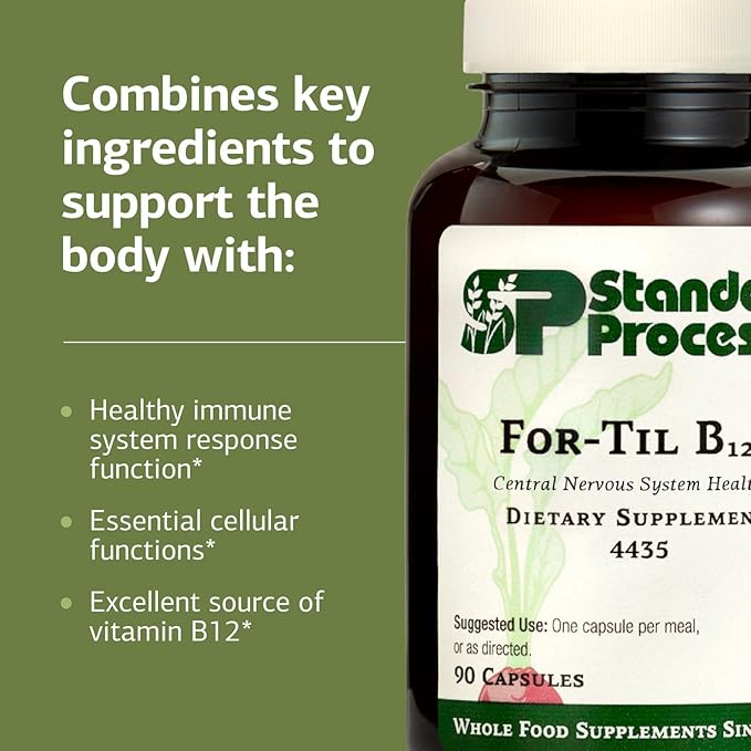 Standard Process - for-Til B12 - Vitamin B12 Supplement for Brain &amp Nervous System Support - Immune Health &amp Cellular Function - Non-Dairy &amp Non-Soy Supplement - 90 Capsules