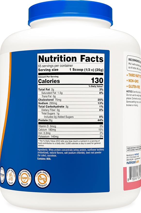 Nutricost Whey Protein Concentrate (Strawberry Milkshake) 5LBS - Gluten Free &amp GMO Free