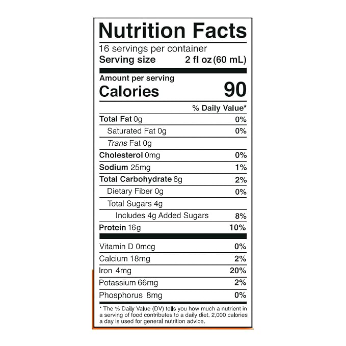 Vidafuel Protein Drink 16g Protein Per 2oz Shot 32 fl oz Carton Citrus Collagen and Whey Drink No Artificial Sweeteners