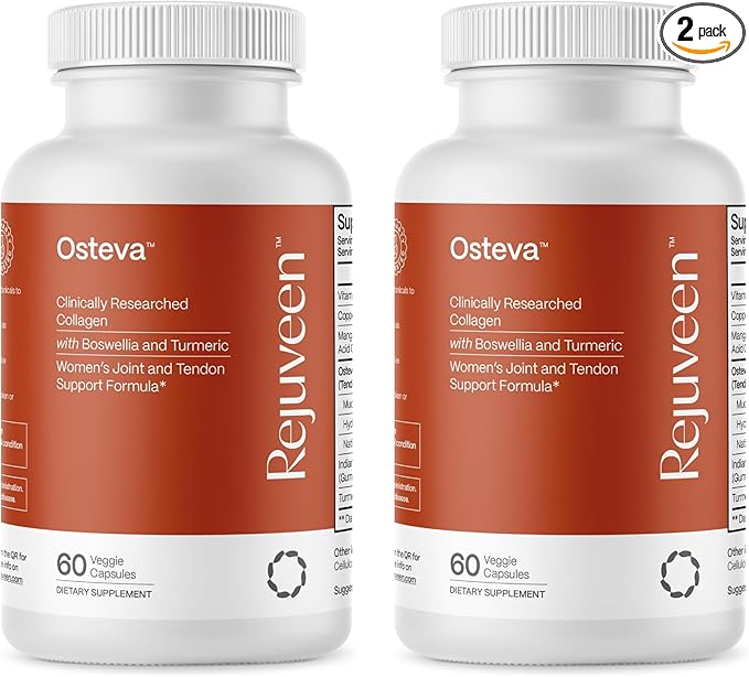Osteva Joint Support Supplement for Women | High Potency Collagen Turmeric Boswellia | for Flexible Cartilage &amp Tendons Resilient Knees &amp Hip Improved Mobility | Non-GMO 60 Ct (2 Pack)