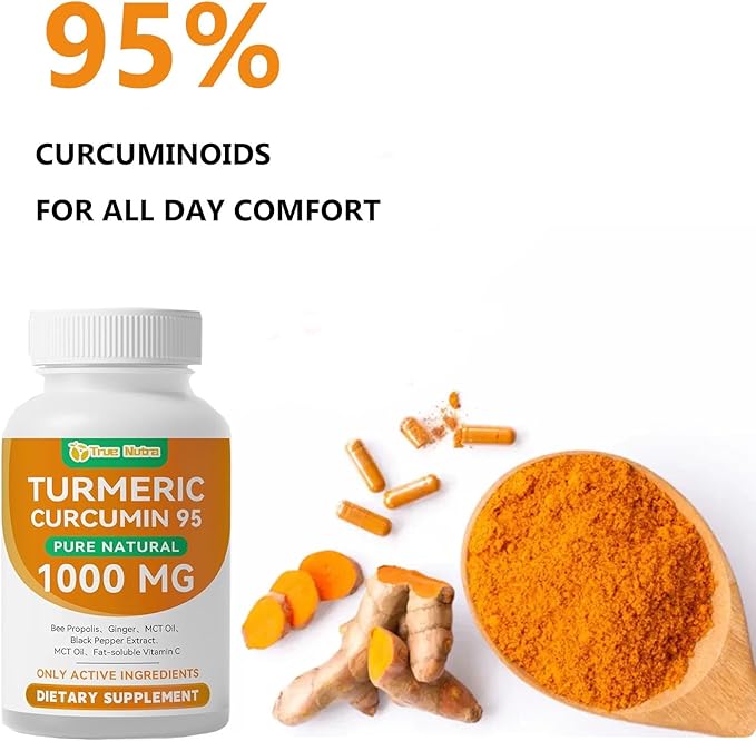 Turmeric Curcumin Supplement Pure Turmeric Curcumin with 95% Curcuminoids 1000mgNon-GMO120 Capsules (1PCS)