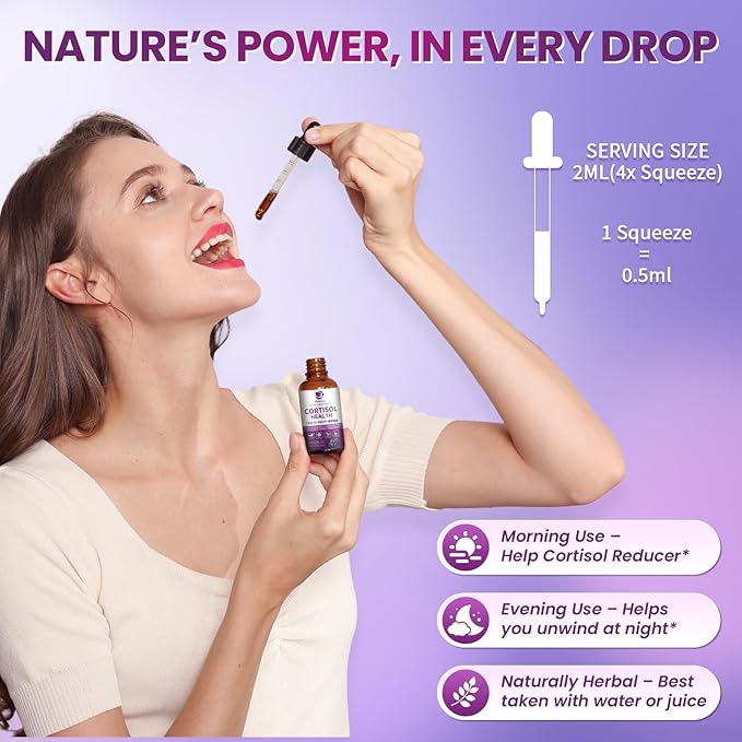 Cortisol Supplements for Women Cortisol Reducer Manager Detox with KSM-66® Ashwagandha Kava Lemon Balm &amp Vitamin C B5 B6 Lower Cortisol Hormone Harmony Liquid Drops 2 FL.OZ Blueberry Flavor
