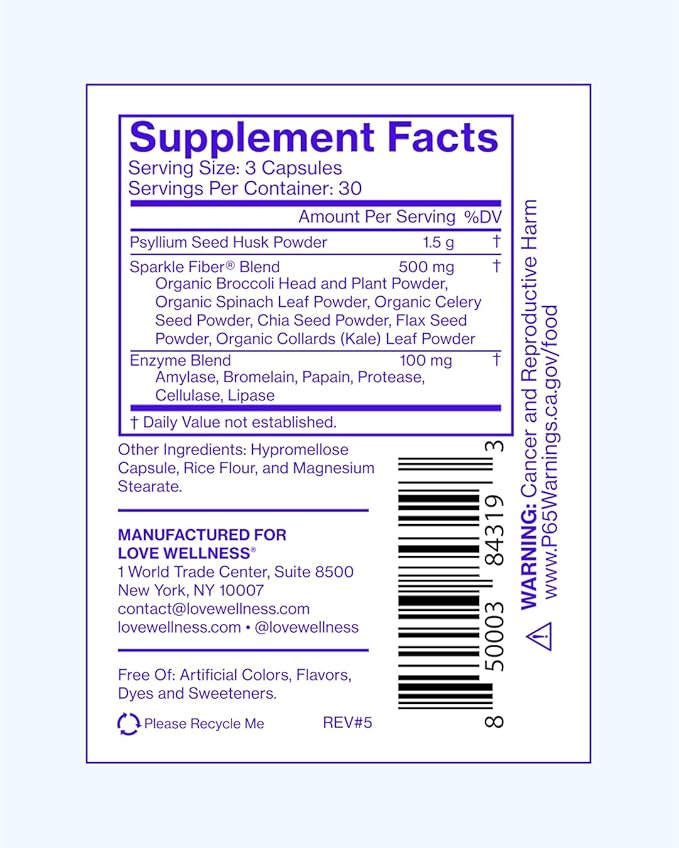 Love Wellness Bye Bye Bloat and Sparkle Fiber | Universal Gut Duo | Digestive Enzymes for Gas &amp Fast Acting Bloating Relief for Women