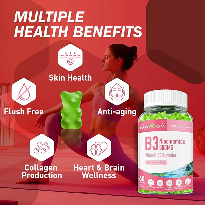 Niacinamide 500mg &amp Liposomal NAC Gummies Chewable Vitamin B3 &amp N-Acetyl Cysteine Supplement Antioxidant Immune Support