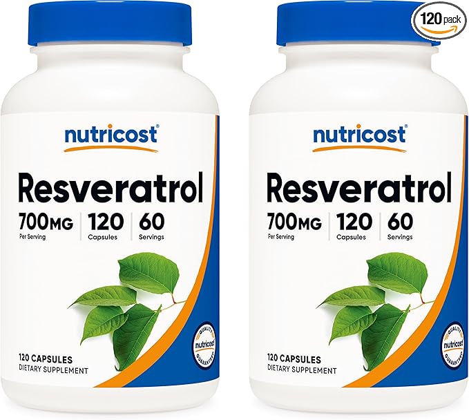 Nutricost Resveratrol 700mg 120 Vegetable Capsules - 50% Trans-Resveratrol (2 Bottles)
