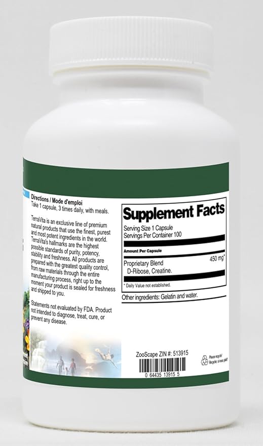 D-Ribose Creatine Stack - 450 mg (100 Capsules ZIN: 513915)