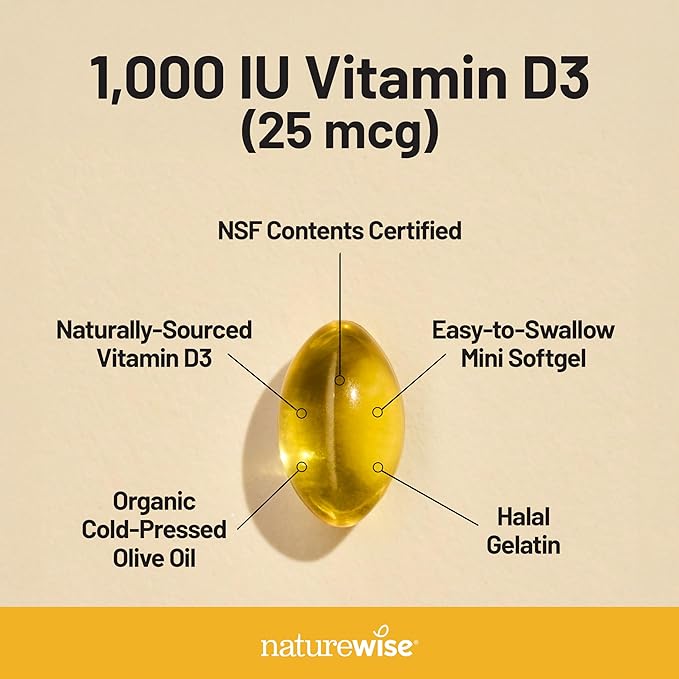 NatureWise [1] Vitamin D3 1000iu + Organic Olive Oil - 360 Mini Softgels[360-Day Supply] + (Pack of 2) Omega3 Fish Oil 1000mg + Vitamin E - Wild-Caught - 360 Softgels[180-Day Supply]