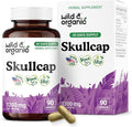 Wild &amp Organic Skullcap Capsules 1200 mg - Calming Skullcap Herb Supplement - 90 Capsules - Scutellaria Lateriflora Leaf Extract - 45 Days of Supply - Vegan No Fillers Non-GMO