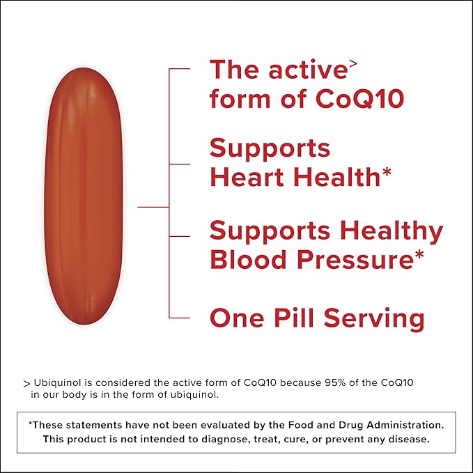 Qunol Ubiquinol CoQ10 200mg Softgels Powerful Antioxidant for Heart and Vascular Health Essential for Energy Production Natural Supplement Active Form of CoQ10 120ct Softgels