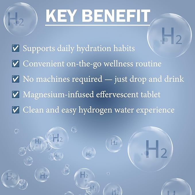 H2 Molecular Hydrogen Water Tablets – High-Concentration Hydrogen Tablets for Drinking Water Supports Cellular Energy Hydration &amp Wellbeing – Magnesium-Based Hydrogen Supplement – 90 Tablets