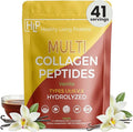 Healthy Living Proteins - Hydrolyzed Multi Collagen Peptides Powder Types I II III V &amp X - Grass Fed Bovine Wild Caught Marine Free Range Chicken - Gluten Free (Vanilla 16 oz)