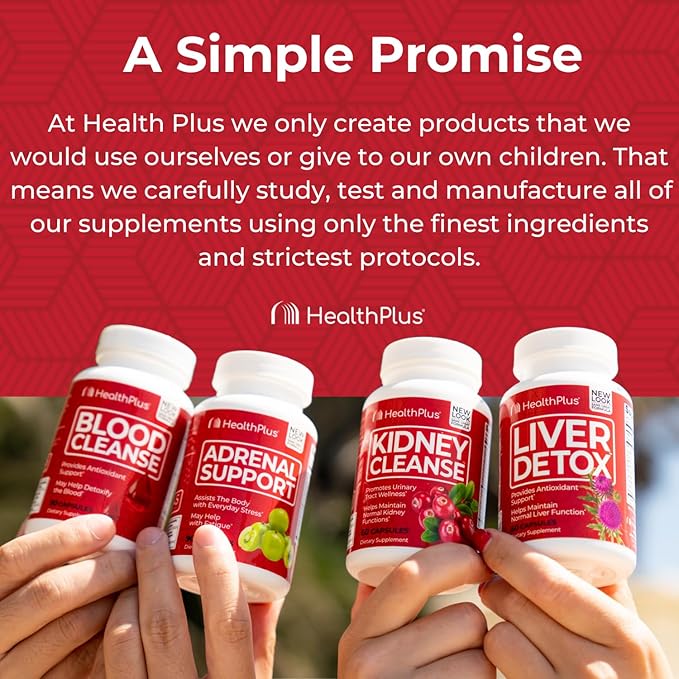 Health Plus Liver Detox Natural Herbal Liver Support &amp Detox Supplement with Milk Thistle Dandelion and Turmeric Root 60 capsules