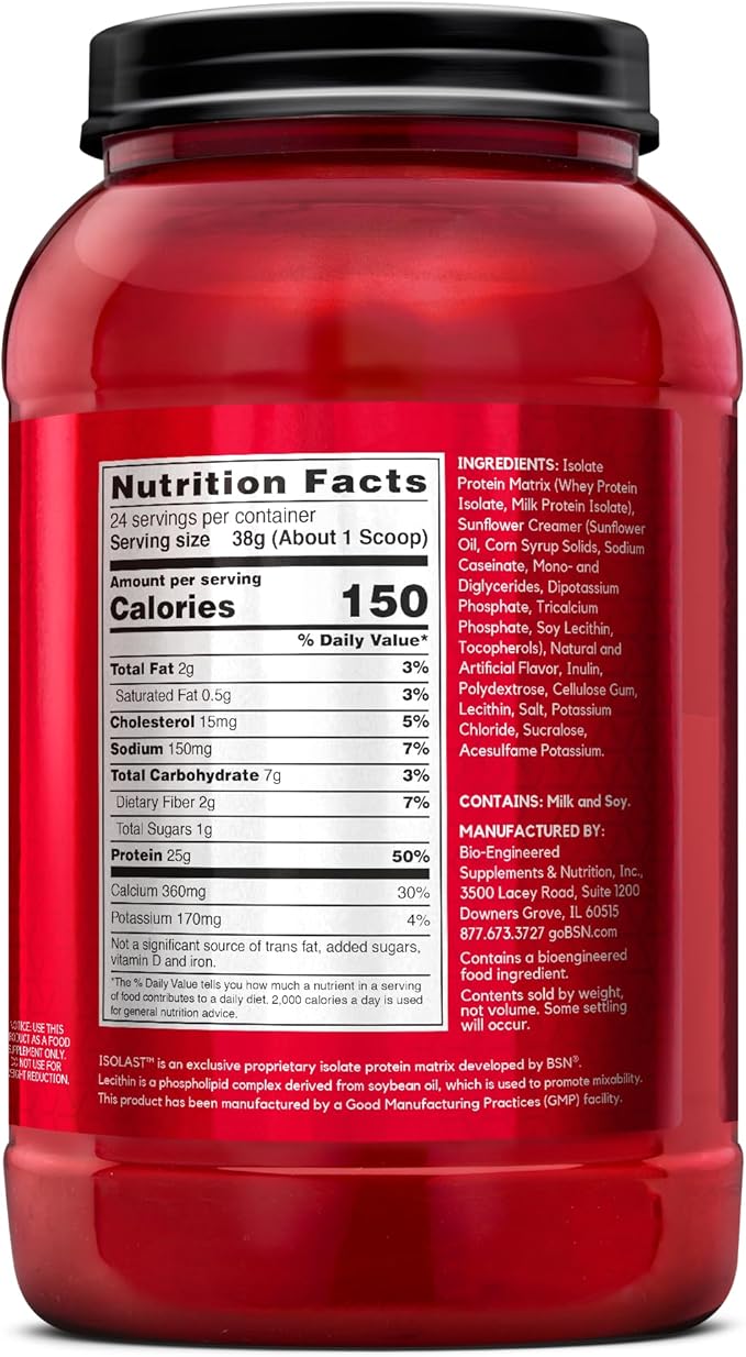 BSN SYNTHA-6 Isolate Protein Powder Vanilla Protein Powder with Whey Protein Isolate Milk Protein Isolate Flavor: Vanilla Ice Cream 24 Servings