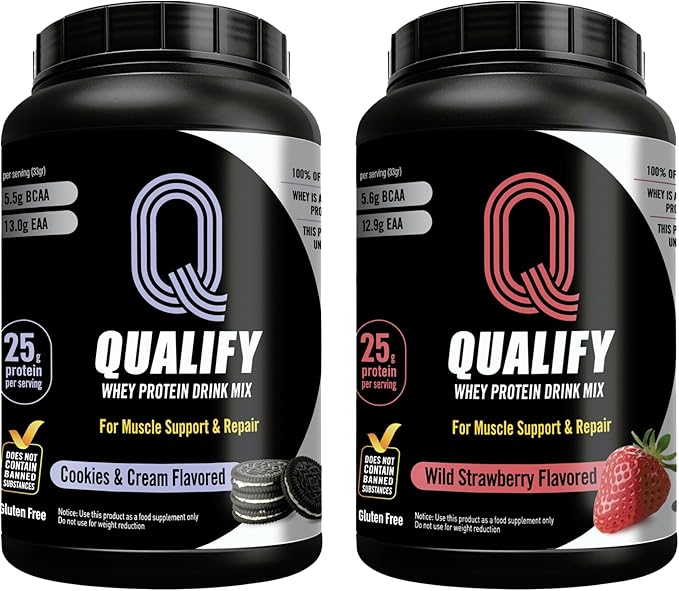Cookies and Cream + Wild Strawberry Whey Protein Powder Bundle - Gluten-Free 25g Protein 5.5g BCAA 2.7g Leucine 1.4g Isoleucine 1.4g Valine