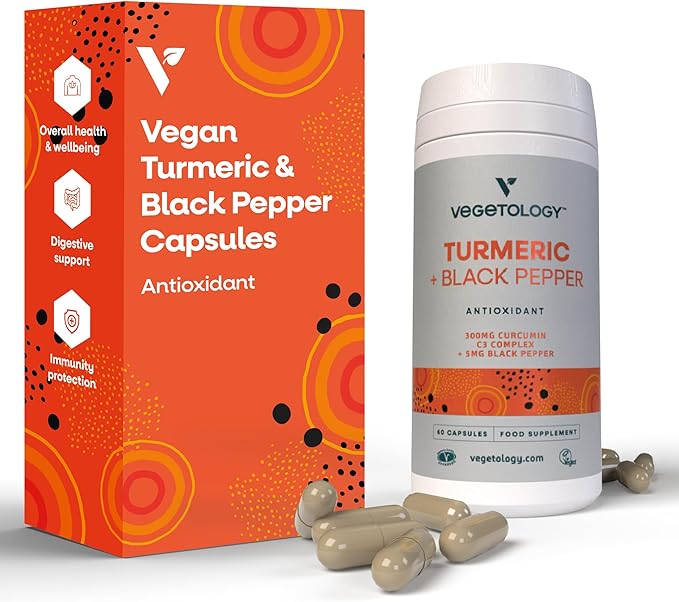 Vegan Turmeric &amp Black Pepper Capsules (60 Capsules) – Tumeric Supplements Capsules 1 a Day — Supplements for Adults and Children