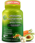 Liposomal Glutathione 500mg - Active Form L Glutathione (Reduced) for Maximum Absorption - Made with Organic Whole Foods - Master Antioxidant &amp Detoxifier - Immune &amp Cardiovascular Support - 6