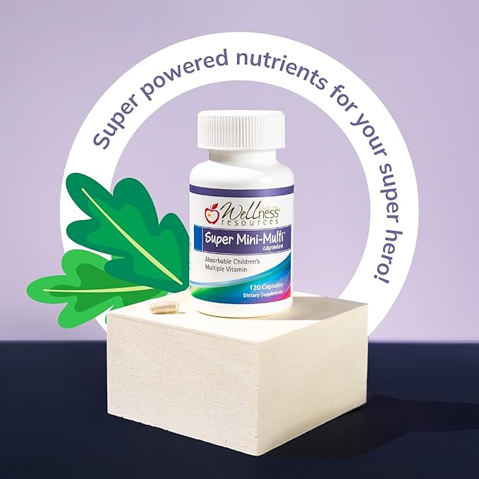 Super Mini-Multi - Children's Multivitamin Swallowable Capsules with Methyl Folate Methyl B12 and Coenzyme B Vitamins for Growth Focus Brain Health (120 Capsules)