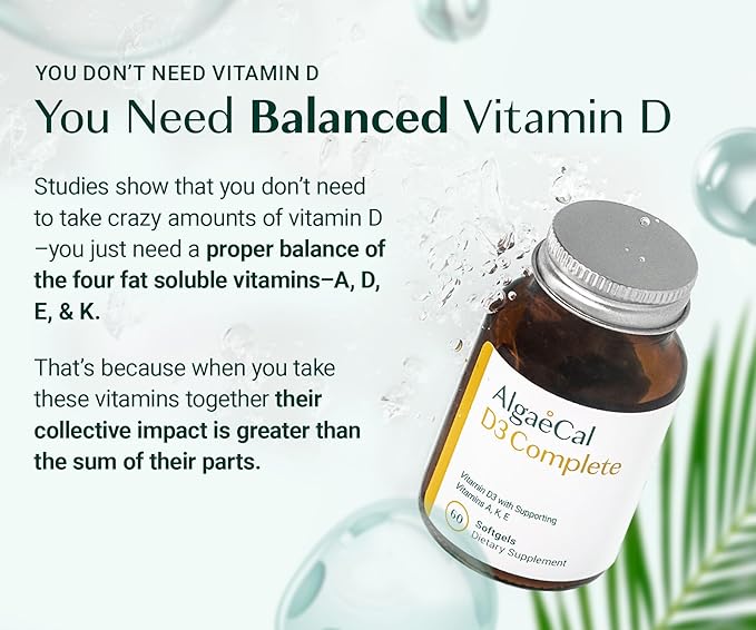 ALGAECAL Plus Bundle - Free 4-in-1 Vitamin D3 Complete &amp Red Algae Calcium with 16 Bone-Supporting Nutrients Clinically Supported to Increase Bone Density &amp Boost Immune System