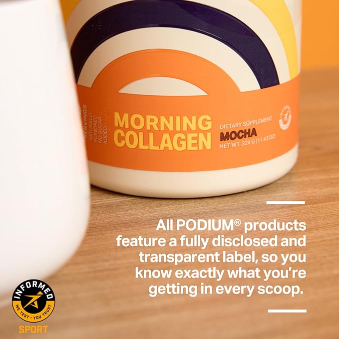 Podium Nutrition Morning Collagen Mocha 20 Servings Collagen Protein Gluten Free Soy Free
