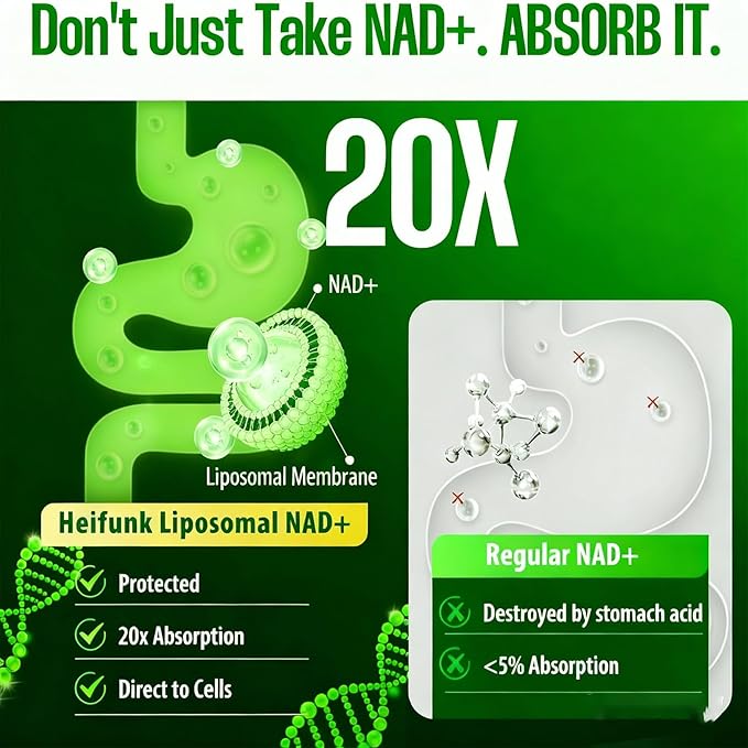 1PCSLumine Organics NAD+ Supplement for Energy Metabolism Support Liposomal Capsules Containing ResveratrolNicotinamide Ribosidean &amp QuercetinAlternative to NMN SupplementGluten-FreeVegan (1P