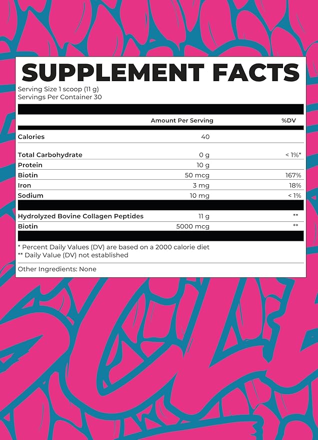 BOA Collagen - All Natural Hydrolyzed Protein Collagen with Biotin and Iron - Promotes Hair Skin and Nails - Supports Healthy Joints - Unflavored - 30 Servings