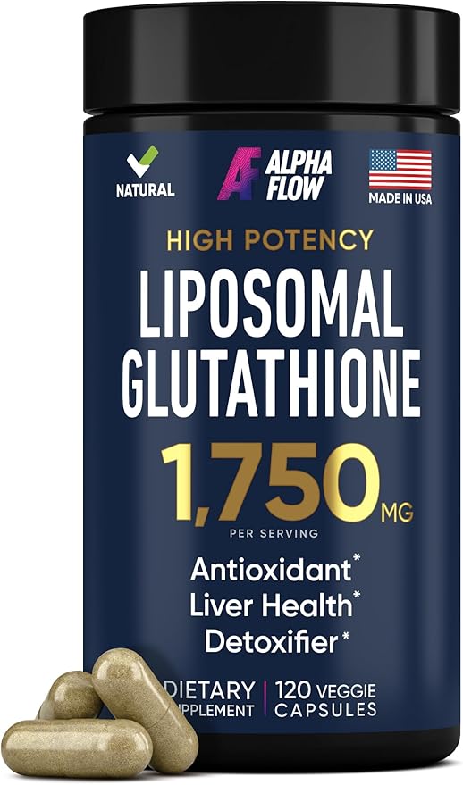 Liposomal Glutathione Supplement 1000MG + 750MG- Glutathione Liposomal with VIT C + Phospholipid Antioxidant Complex - Liver Detox and Immune Support Supplement - 120 Caps - Powder&ampLiquid Alternat