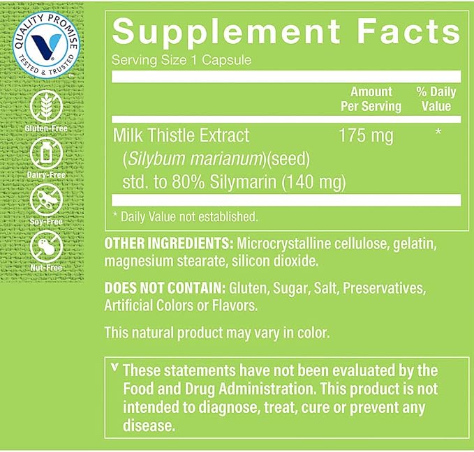 The Vitamin Shoppe Milk Thistle 175 MG - Liver Health Support Detoxification &amp Antioxidant Protection (300 Capsules)