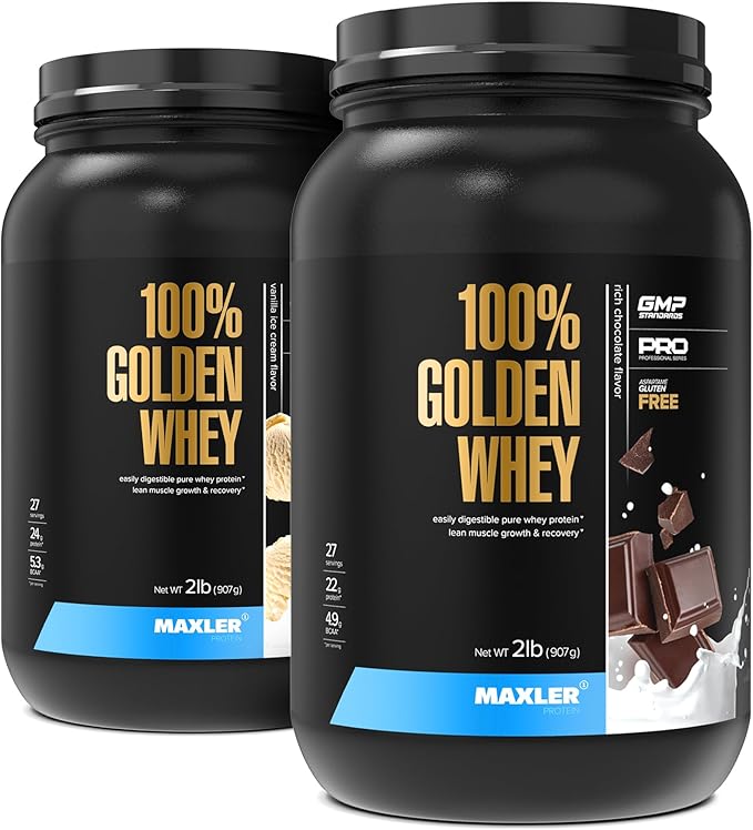 Maxler 100% Golden Whey Vanilla Ice Cream &amp Rich Chocolate Bundle