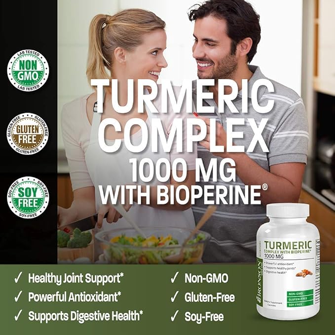 Bronson Turmeric Curcumin with BioPerine High Potency Joint Support + Milk Thistle 1000mg Silymarin Marianum &amp Dandelion Root