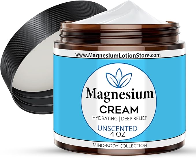 Unscented Magnesium Lotion Topical Magnesium Cream for Sleep Leg Cramps &amp Pain Muscle Relaxation Calm Moisturizing Supplement with Coconut Oil Shea Butter