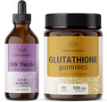 HERBAMAMA Milk Thistle and Glutathione Kit - Bundle of Milk Thistle Extract &amp 500 mg Reduced L-Glutathione Gummies - Vegan Non-GMO Alcohol-Free - 2 Pack