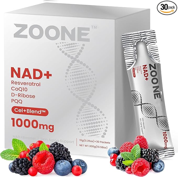 NAD Resveratrol Supplement NAD+ Liquid Supplement 1000mg with Nicotinamide Riboside Resveratrol &amp PQQ NAD Supplements for Men &amp Women Healthy Aging &amp Boosts Cellular Energy – 30 Packs