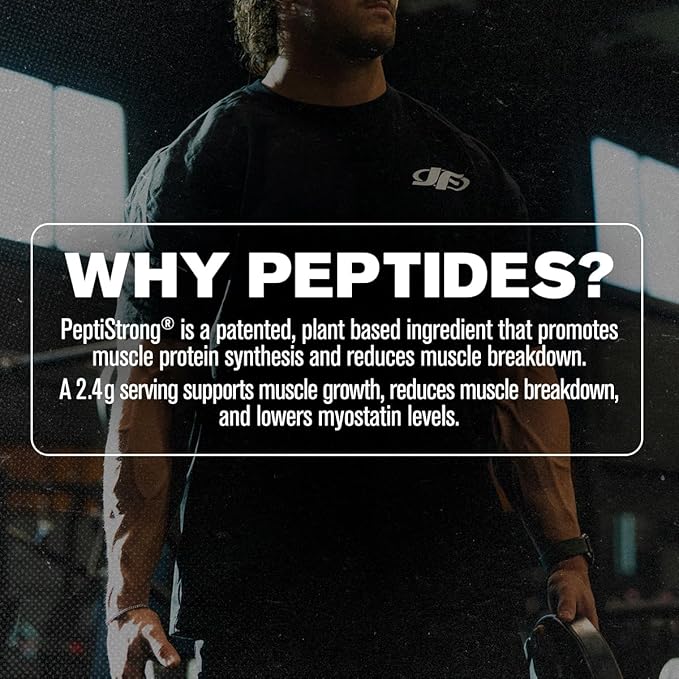 Jacked Factory Creatine + Peptides - Creatine Monohydrate and PeptiStrong Peptides for Muscle Growth and Reduced Muscle Breakdown - Unflavored - 50 Servings