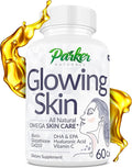 Parker Naturals Glowing Skin Supplement - Biotin Glutathione Hyaluronic Acid DHA/EPA Omega 3 Fish Oil CoQ10 Vitamin C All Natural Skin Care Supplement 60 Caps