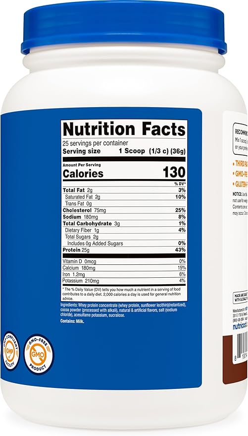Nutricost Whey Protein Concentrate (Chocolate) 2LBS - Gluten Free &amp Non-GMO