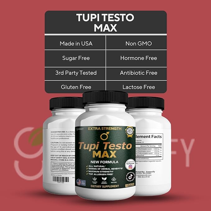 Tupi Testo MAX Organic Maca Root Blend Black Pepper 60 Capsules 30-Day Supply (3)