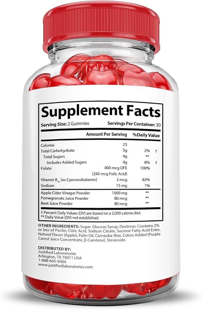 Justified Laboratories (3 Pack Vital Grow XL Performance Gummies 1000MG Advanced Formula Formulated with ACV Pomegranate Beet Juice Powder B12 Vegan Non GMO 180 Gummys