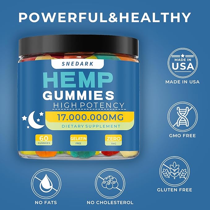 Hemp Gummies Advanced Extra Strength- High Potency Natural Hemp Oil Extract Gummy Great for Peace &amp RelaxationNaturals Fruit FlavorsMade in USA