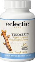 Eclectic Herb - Organic Turmeric Capsules | Musculoskeletal System &amp Joint Health Support | Herbal Supplement | Vegan Non-GMO Gluten Free Freeze-Dried (90 CT | 395 mg)