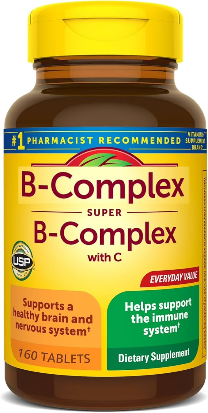 Super B-Complex Vitamins – 160 Tablets – Daily Supplement for Energy &amp Metabolism Support