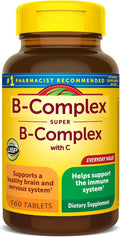 Super B-Complex Vitamins – 160 Tablets – Daily Supplement for Energy &amp Metabolism Support